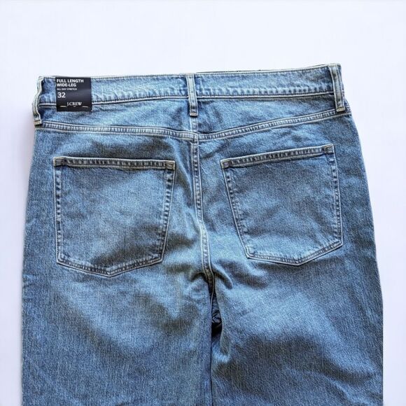 J.Crew Wide Leg High Rise Exposed Button Fly Jean Med Wash Sz 32 All Day Stretch - Picture 10 of 16